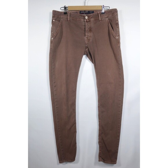 Jacob Cohen Men's Brown Jeans Size 37 X 34 Slim Ribbed Comfort Stretch Striped - Picture 2 of 14